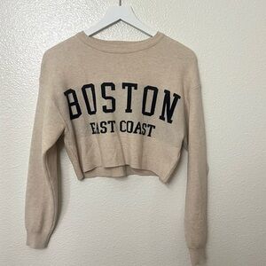 Hippie Rose Beige Boston East Coast Cropped Sweater